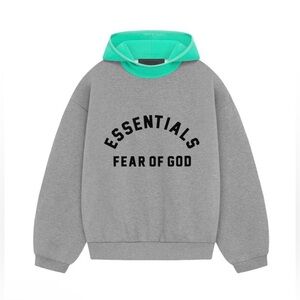 Fear of God Essentials Nylon Fleece Hoodie 'Dark Heather Oatmeal Mint Leaf’
